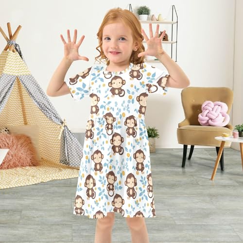 Boccsty Baby Monkey Leaves Baby Girls Dress Kids Toddler Sundress Party Summer Dresses 2T4