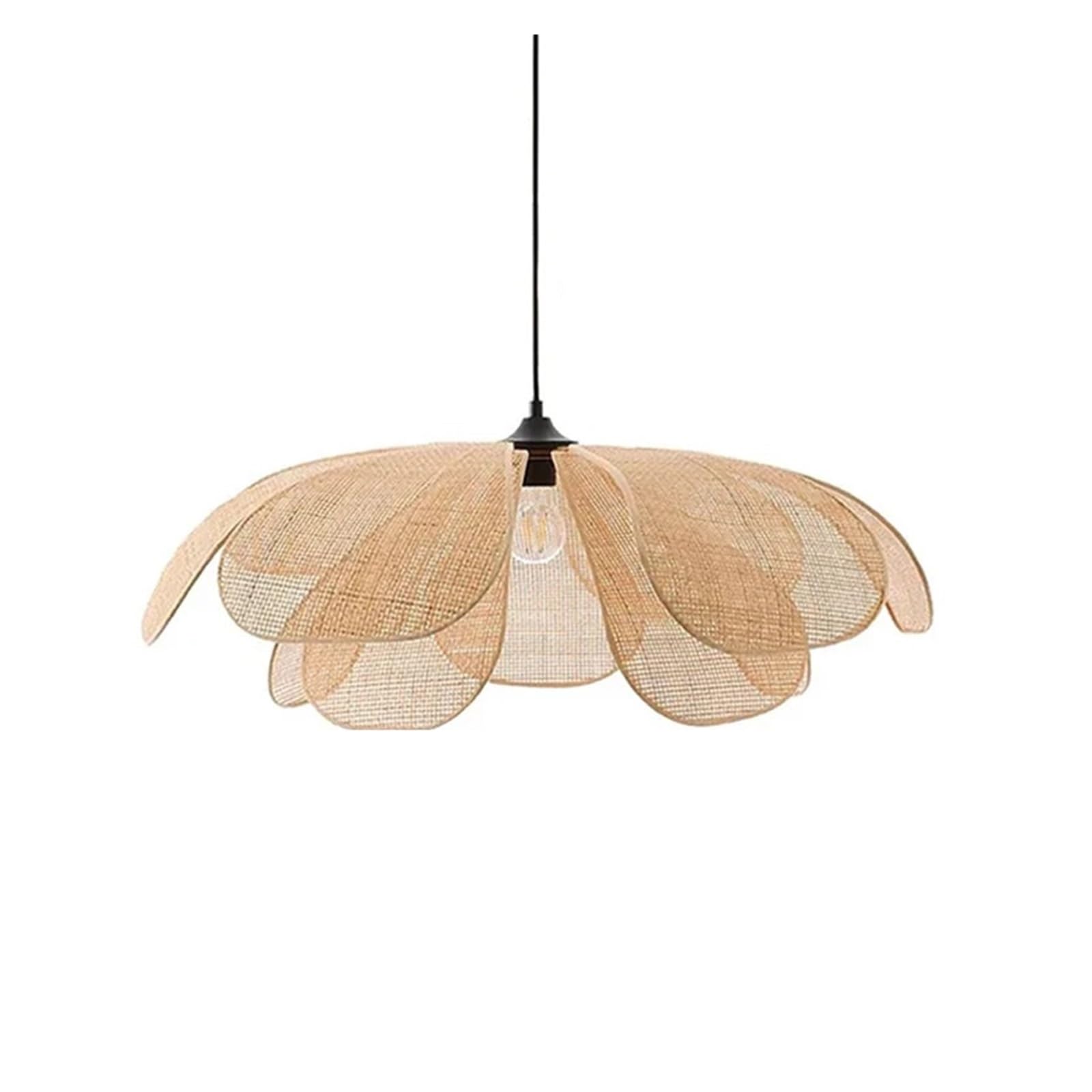 Hgbflty 50Cm Lampshade Wicker Lampshade Rattan Woven Petal Pendant Lamp Dining Room Chandelier(,Color1)