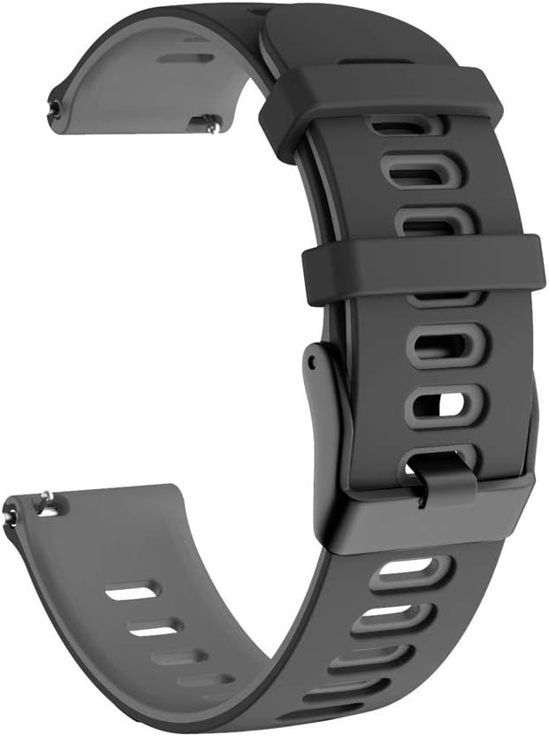 WIIKAI Replacement for Garmin 20mm Strap Bands,Silicone Watch Band Compatible for Samsung Gear S2/gear sport/Galaxy Watch ActiveWatch,Garmin Forerunner 245/M/645/645MUSIC,Approach S40.(Black + gray) - Image 3