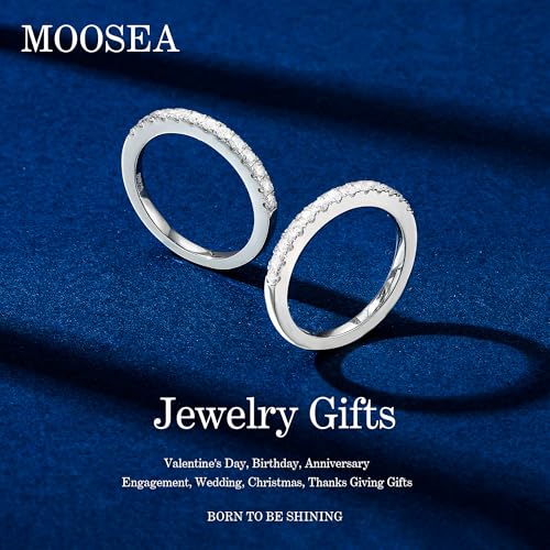 MOOSEA 925 Sterling Silver with Rhodium Plating Moissanite Anniversary Bands for Women Eternity Rings Perfect Wedding Promise Jewelry Gifts Moissanite Wedding Band by MOOSEA - Image 3