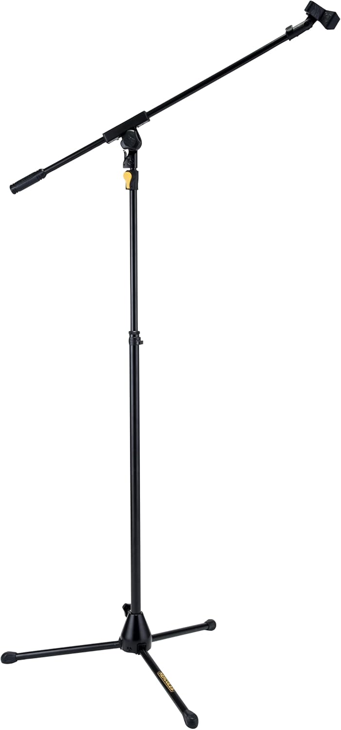 Hercules MS631B PLUS Tripod Microphone Stand with Boom and Mic Clip and EZ Grip Height Adjustment