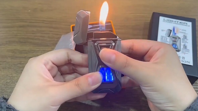 Encendedor Activado por Voz Doble Llama USB Recargable Gris miniatura 7