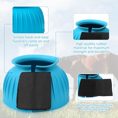 Image of Abbylike Bell Boots for Horses 1 Pair /2 Pair Available, Protect Against Hoof Impact Trauma, Rubber Bell Boots Horse Care for Turnout, No Rub Design Wrap Hook and Loop