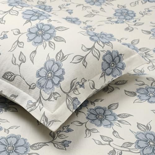 Image of Mafatlal 186 TC Grace Pure Cotton Double Size Bedsheet | 90 x 100 Inch | Soft Breathable Cotton Bed Sheet Set with 2 Pillow Covers | Sapphire Blue