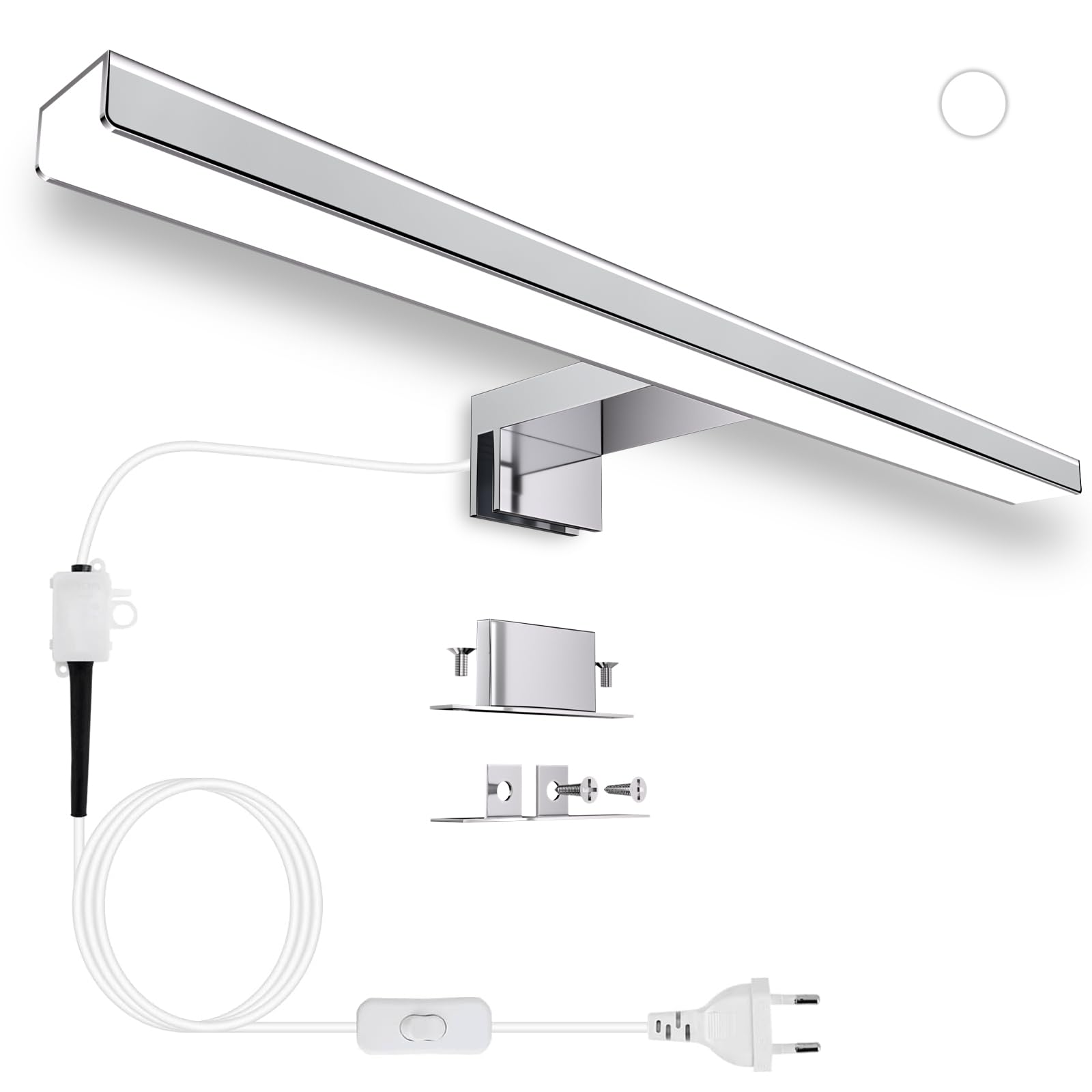 Karrong LED Spiegelleuchte Bad mit Schalter 40CM 8W 1000lm Neutralweiß 4000K IP44 Wasserdicht Bad Spiegel Lampe Spiegellampe Badezimmerschrank Schrankleuchte Schminklicht Klemmleuchte 230V