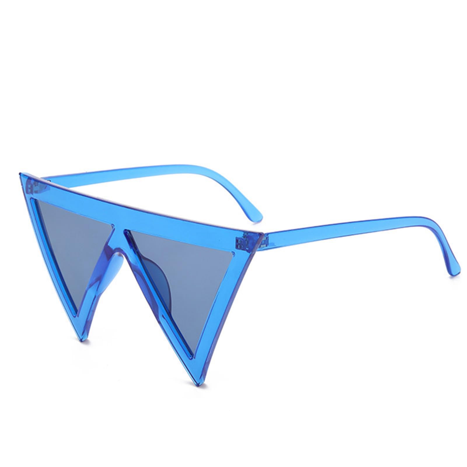 Fankexi Triangle Oversized Sunglasses for Women Retro Party Cat Eye Sun Glasses Polarised Sunglasses UV400 Protection Eyewear,Blue