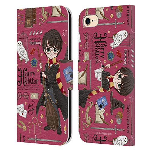 Head Case Designs Officially Licensed Harry Potter Harry Pattern Deathly Hallows XXXVII Leather Wallet Case Compatible With Apple iPhone 7/8 / SE 2020 & 2022