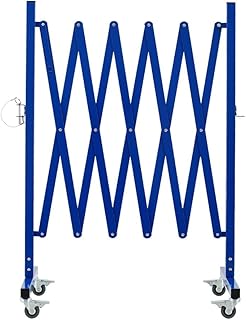 GYMTIME Expandable Metal Barricade, Portable Safety Barrier with Casters, Flexible Mobile Barrier Gate, Adjustable Temporary Fence for Garden Indoor,Airport,School, 8 Feet, Blue