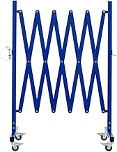 GYMTIME Expandable Metal Barricade, Portable Safety Barrier with Casters, Flexible Mobile Barrier Gate, Adjustable Temporary Fence for Garden Indoor,Airport,School, 8 Feet, Blue