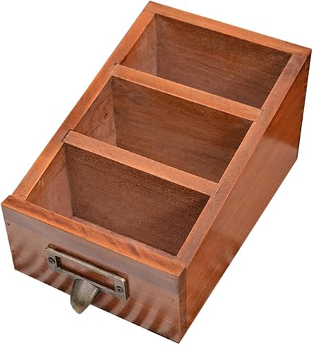 Alipis Soporte para crema de manos, organizador de escritorio de madera vintage de 3 capas, soporte de control remoto para TV, soporte para