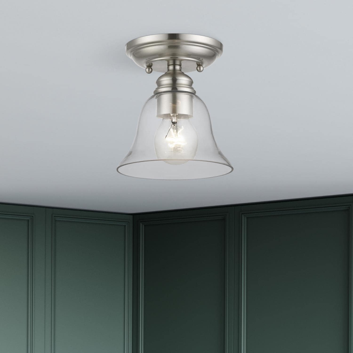 Livex Lighting, 46481-91, Moreland, Small Semi-Flush, Brushed Nickel