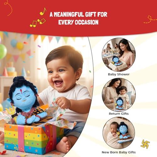 Image of Panda's Box Mantra Chanting Baby Shiva Soft Toys for Kids | Musical Stuffed Plush Toy for Girls & Boys | Non-Toxic, Safe | Best Birthday Gift for Newborn, Infants & Toddlers | Teddy Bear |Small 23 CM