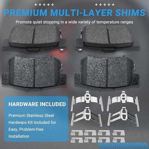 Image of Brake Pads Rear Set Compatible with Acura, Honda Accord Civic Prelude S2000, Suzuki Kizashi SX4 Automotive Replacement Rear Brakes Semi-Metallic D537