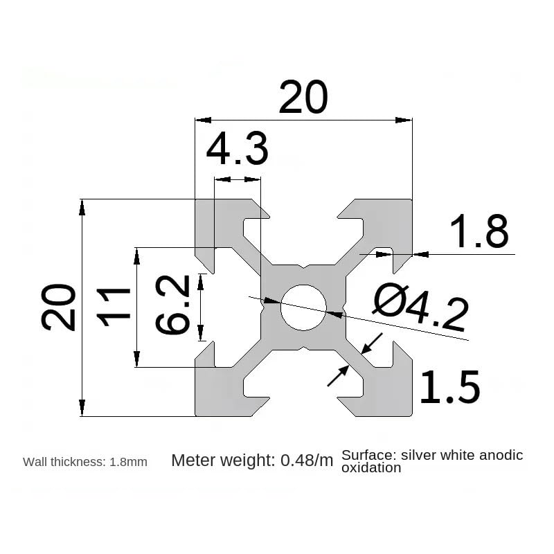 4 PCS 2020 V-Groove European Standard Anodized Aluminum Profile Extrusion 200 350 500 800mm Length Linear Guide Rails for CNC 3D Printer(150mm)
