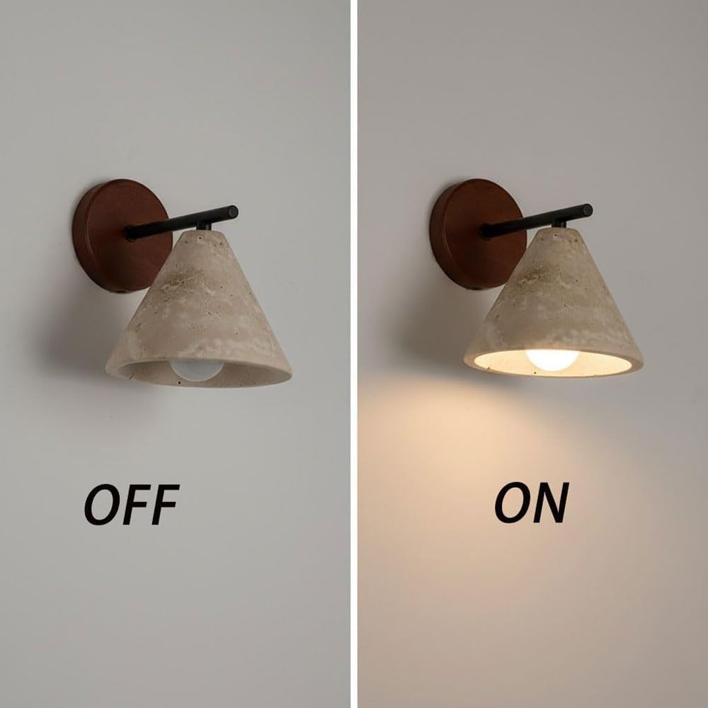 Applique da parete in travertino giallo con sorgente luminosa E26, lampada da parete industriale in pietra naturale, lampada da interno con cablaggio fisso, apparecchi di illuminazione decorat