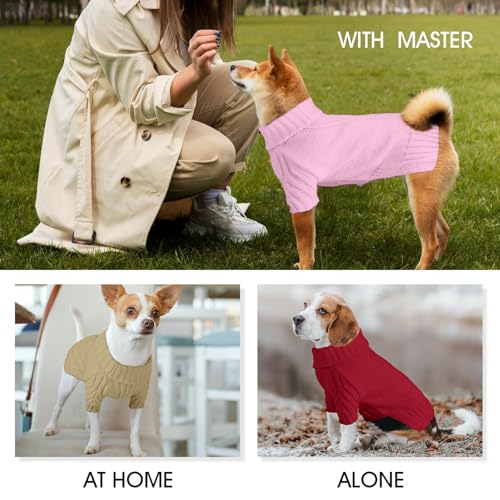 Image of Dog Sweaters for Small Medium Large Dog, Classic Turtleneck Pet Clothes Warm Thermal Doggy Winter Coat, Thick Double Knitting Collar Pullover Cold Weather Puppy Jacket for Indoor & Outdoor Wear