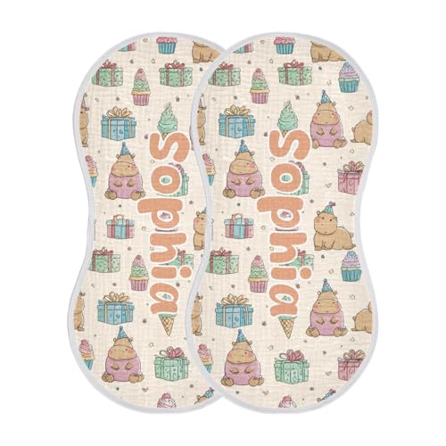 Custom Capybara Name Baby Burp Cloth for Baby Drool and Messes, Personalized Text Absorbent Cotton Burping Cloths Newborn Spit Up Rags for Boys Girls Unisex 1 Pack 100% Cotton 22 x 11 in2