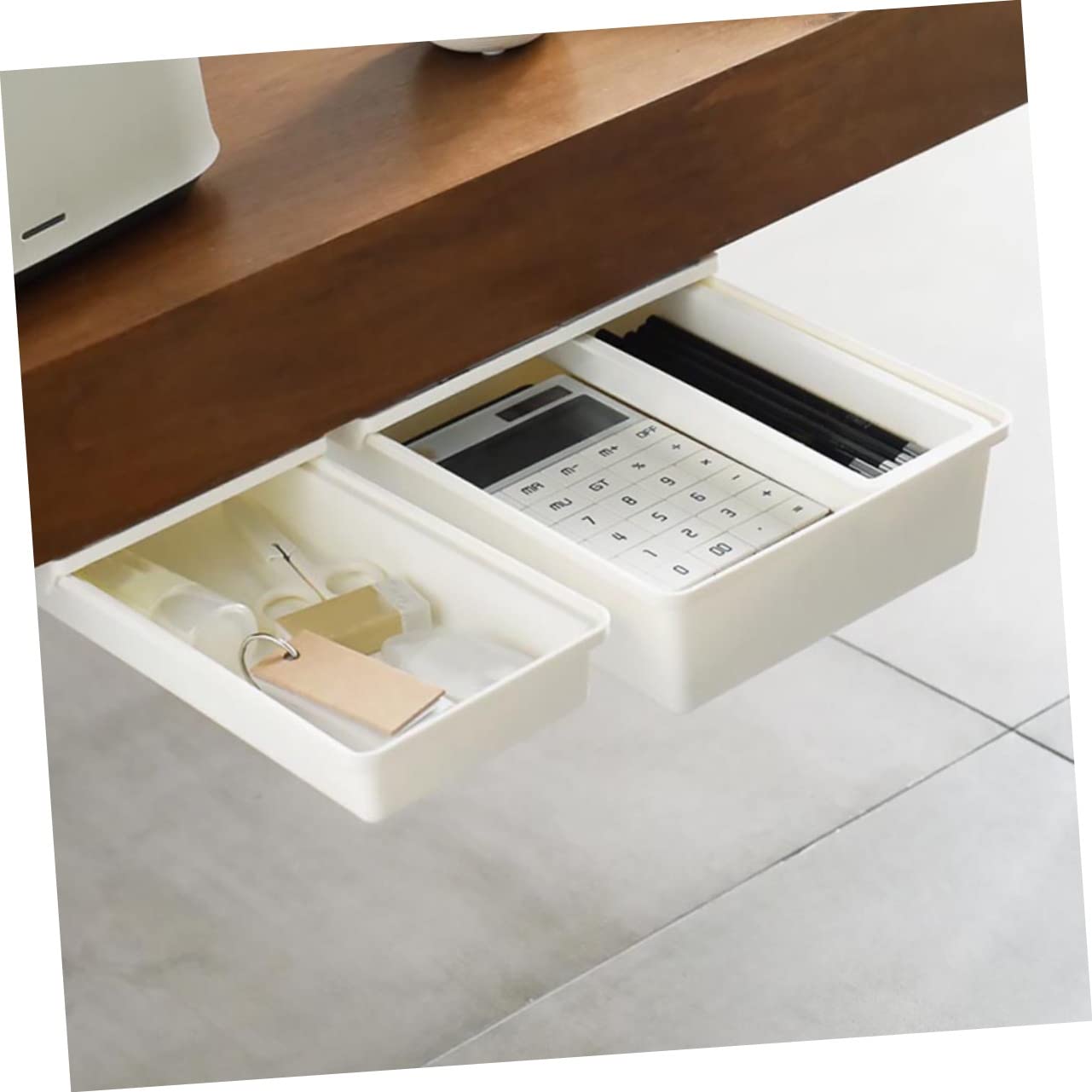 Gadpiparty 2pezzi Sottotavolo Estraibile in Materiale Di Portapenne Invisibile Per Organizzazione Cancelleria Articoli Per Ufficio Per Cellulare Cavo Usb Appunti e Altri Oggetti