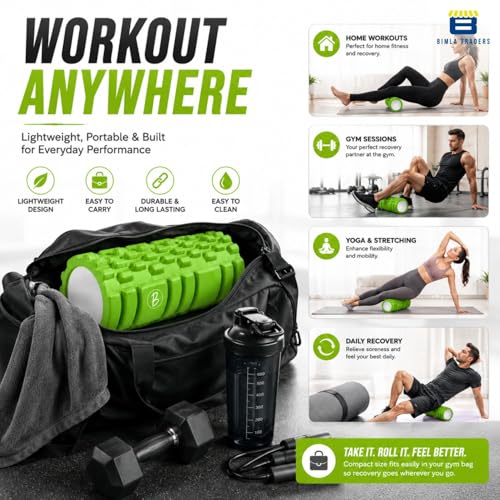 Image of Btag Foam Roller for Gym & Home Workout - Deep Tissue Muscle Massager for Back Pain, Neck & Knee Relief | Yoga, Stretching & Recovery Tool 33 cm (Green)