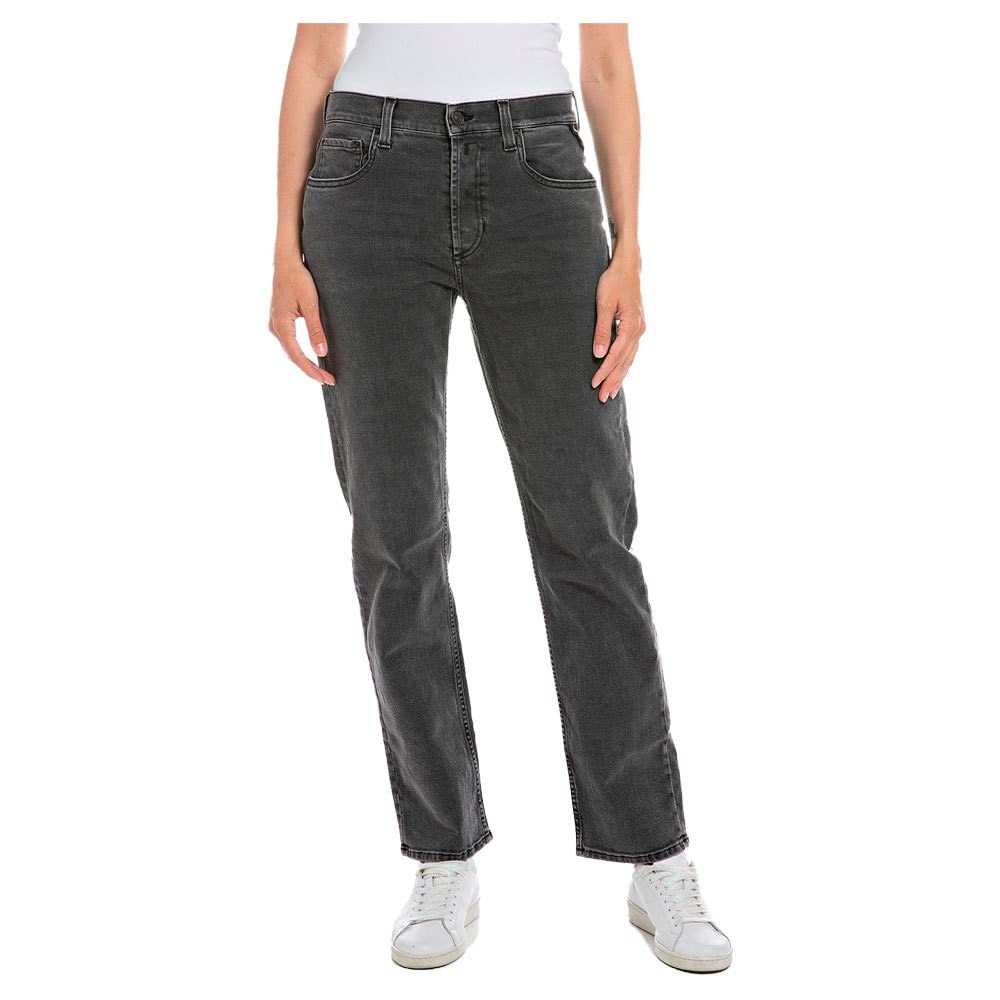 Replay Damen Jeans Maijke Straight-Fit, Dark Grey 097 (Grau), 27W / 28L