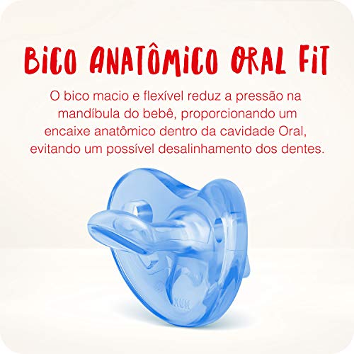 NUK Chupeta Sensitive Soft 100% Silicone Boy S1 - Azul Tam 1 (0-6 Meses)