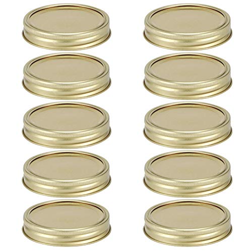 Tapas para frascos de vidrio, tapas para conservas de tarros de vidrio de tipo dividido, tapa de sellado para contenedores de alimentos, accesorio de cocina, paquete de 10(70mm-Oro)