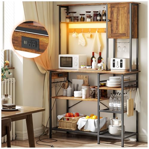 Catálogo de Alacena Metalica - solo los mejores. 46 SIMPLE HOGAR Alacenas para Cocina,Estante para Cocina con Regleta,con Espacio de Almacenamiento,Apto Paras cocinas y salón,Las Dimensiones Son:161×100×40 CM. (Retro)