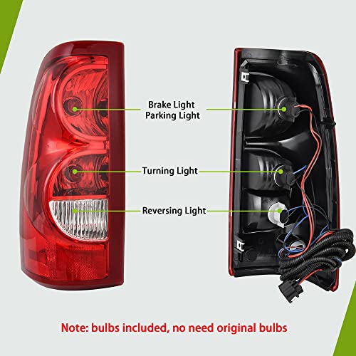 Autosaver88 Taillights Assembly Compatible With 2003-2006 Chevy Silverado 1500 2500 1500Hd 2500Hd & 2004-2006 Silverado 3500 Tail Lamps Tail Light (Only Fits Fleetside Models) With Bulbs - Driver Side #TOP1