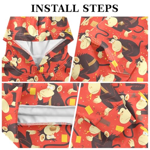 KLL Monkey Red Boys And Girls Sweatshirts Sweater Crewneck Hooded Pullover Hoodies Kangaroo Pocket3