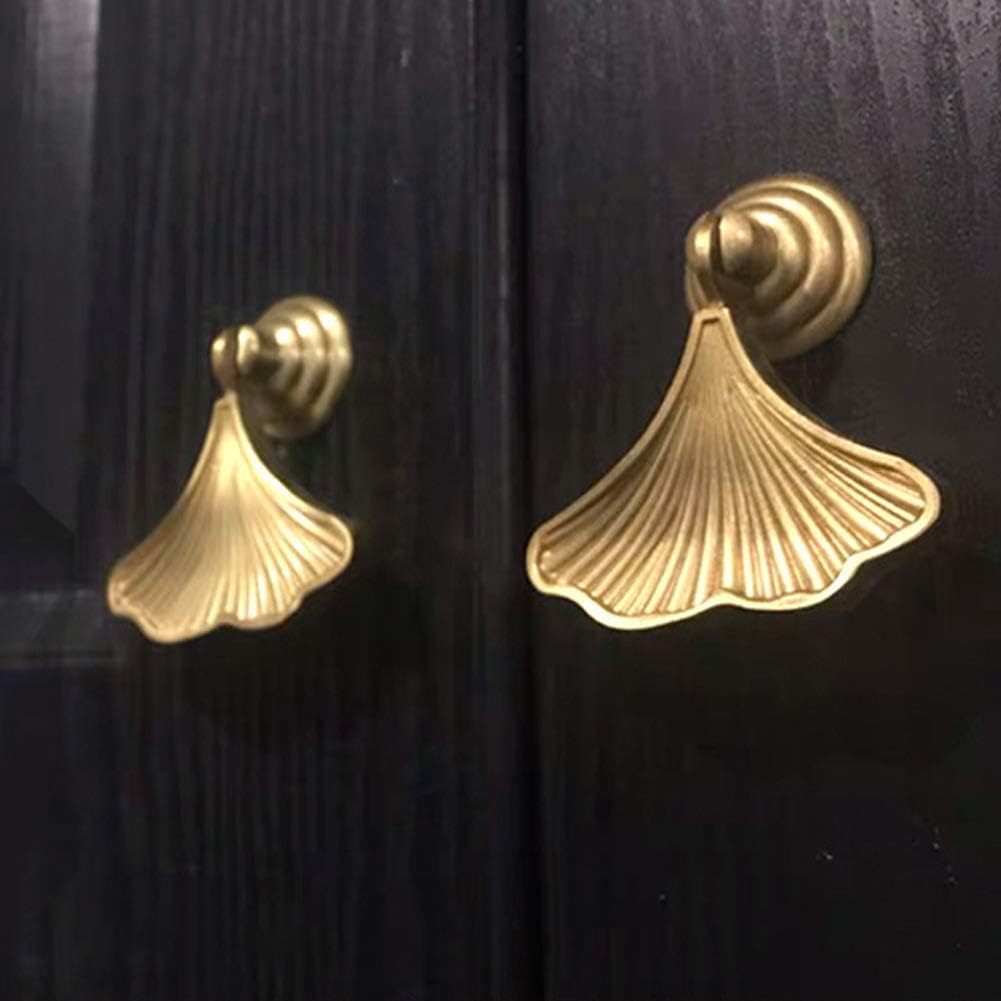 4 pcs Golden Drop Pendant Pull Handle Ginkgo Leaf Shape Knobs for Kitchen Bathroom Bedroom Cabinet Door Drawer Furniture Knob Handles (Gold)