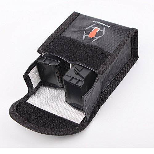 Flycoo Bolsa de batería para DJI Mavic Air Bolso ignífugo de la bolsa de la protección de la batería de la fibra de vidrio del Lipo de la fibra de vidrio del bolso ignífugo (Para 2 baterías)