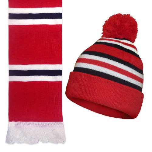 Manchester United couleurs rétro en tricot bonnet et écharpe Coffret cadeau rouge Rouge
