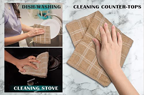 Zuperia Premium Kitchen Towels – 12 Pack 100% Cotton 15 X 25 Inches Absorbent Dish Towels - Tea Towel, Terry Kitchen Dishcloth Towels- Grey Dish Cloth For Household Cleaning (Coffee) #TOP2