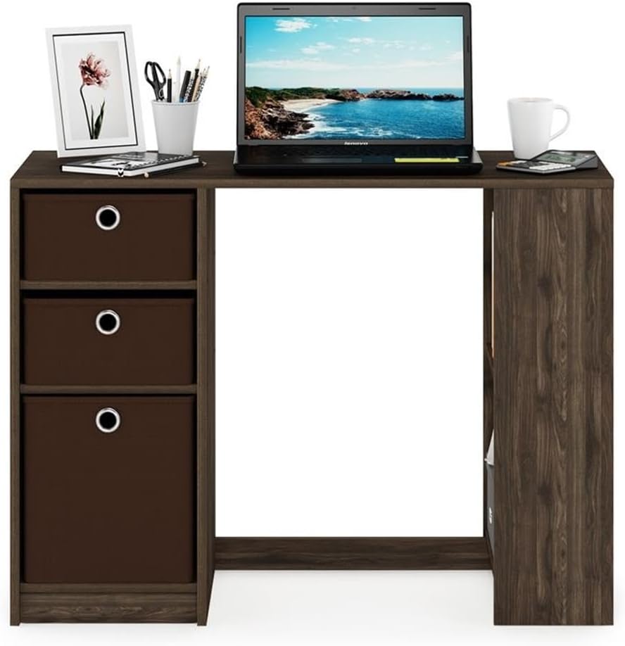 Furinno 15110CWN/DBR JAYA Modern Computer Study Desk, Columbia Walnut/Dark Brown