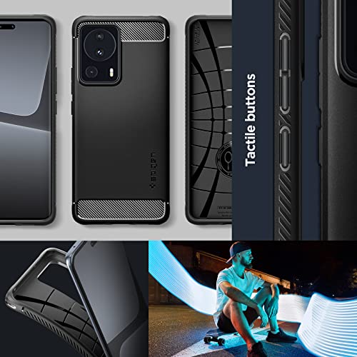 Image of Spigen Rugged Armor | Compatible with Xiaomi 13 Lite Back Cover Case [Flexible] [Air Cushion Protection] | TPU - Matte Black