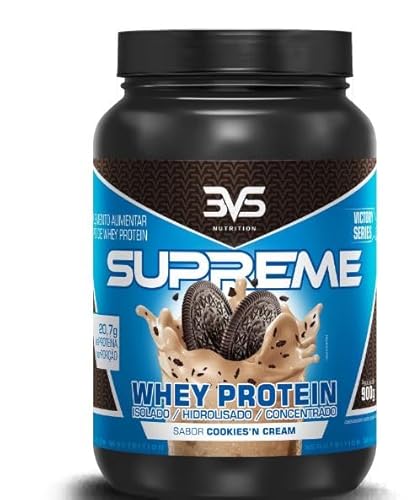 3VS Nutrition Combo Whey Supreme 900g Sabor Cookies + Termogênico 120Caps + Pré Treino Prohibido 360