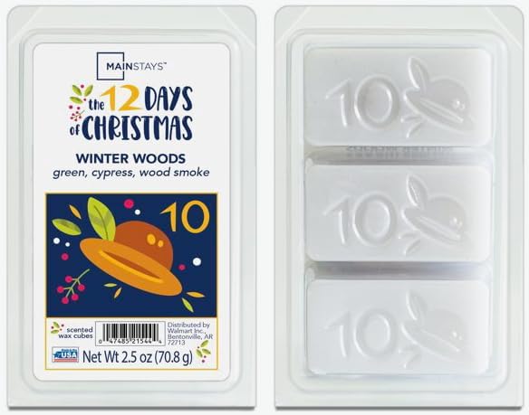 Miniatura 3 de Mainstays 12 Days of Christmas - Cubos de cera perfumada de 2.5 onzas, paquete de 2 (día 10 - bosque de invierno)