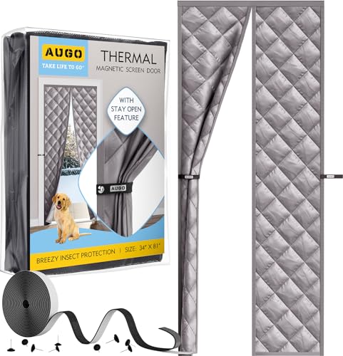 Image of AUGO Thermal Door Curtain - Magnetic Insulated Cover for Winter - Keeps Warm Air In & Cold Air Out - Home Winterizing Product