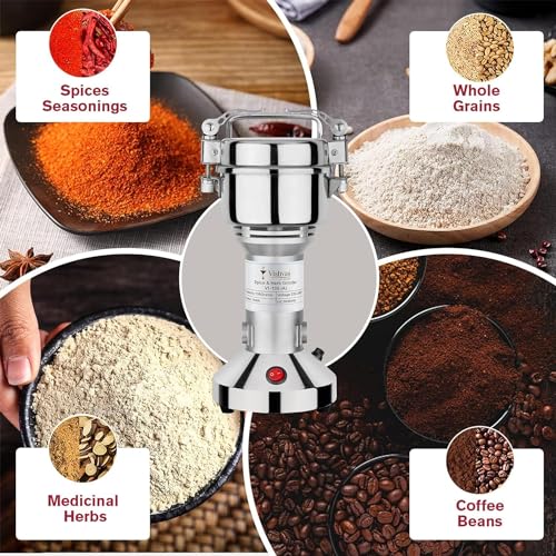 Image of Smallest Masala Grinding Machine for Home Use with 100gm Capacity Portable Indian Spice Grinder Machine for Home VI-100(A) (VI-100(A)) Stainless Steel