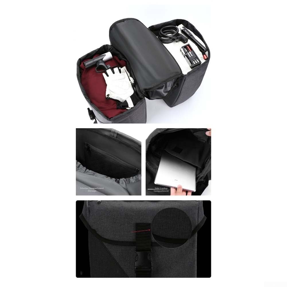 Fahrradgepäcktasche, 32 l, Doppelschale, wasserdicht, für Mountainbike-Gepäckträger, Pendeln, Reisen, rutschfest, Nylon-Aufbewahrung, Schwarz / Grau (Schwarz und Grau)