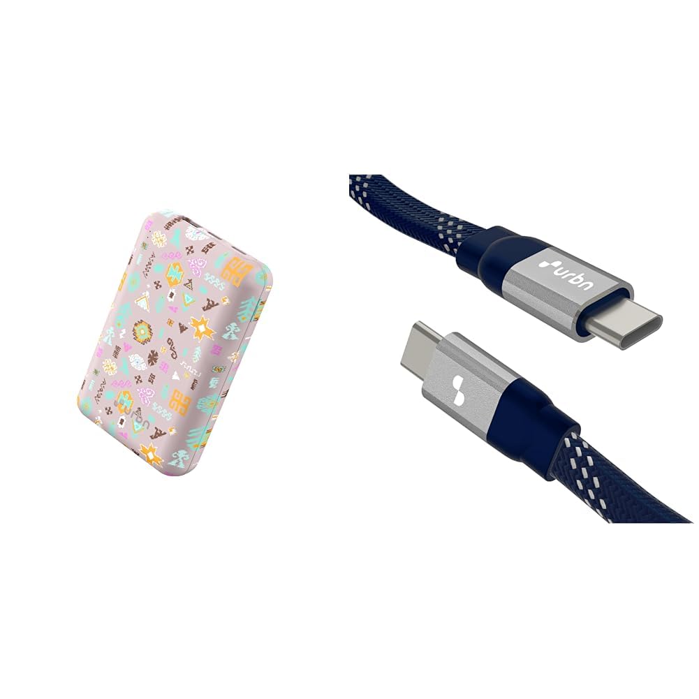 URBN 20000 mAh Nano Power Bank - Payal Singhal Edition (Pink) with Designer Cable Type C to C