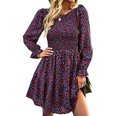 KIRUNDO Women's Floral Long Sleeve Mini Dress Cover