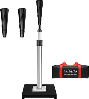 LOMGWAYS Adjustable Baseball Softball Batting Tee 24-46" Height Portable Heavy-Duty Base Removable Rubber Top All Ages