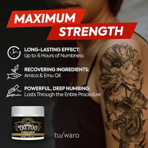 Image of Painless Tattoo Numbing Cream for Tattoos Extra Strength, Tattoo Numbing Cream Maximum Strength for Waxing & Piercing
