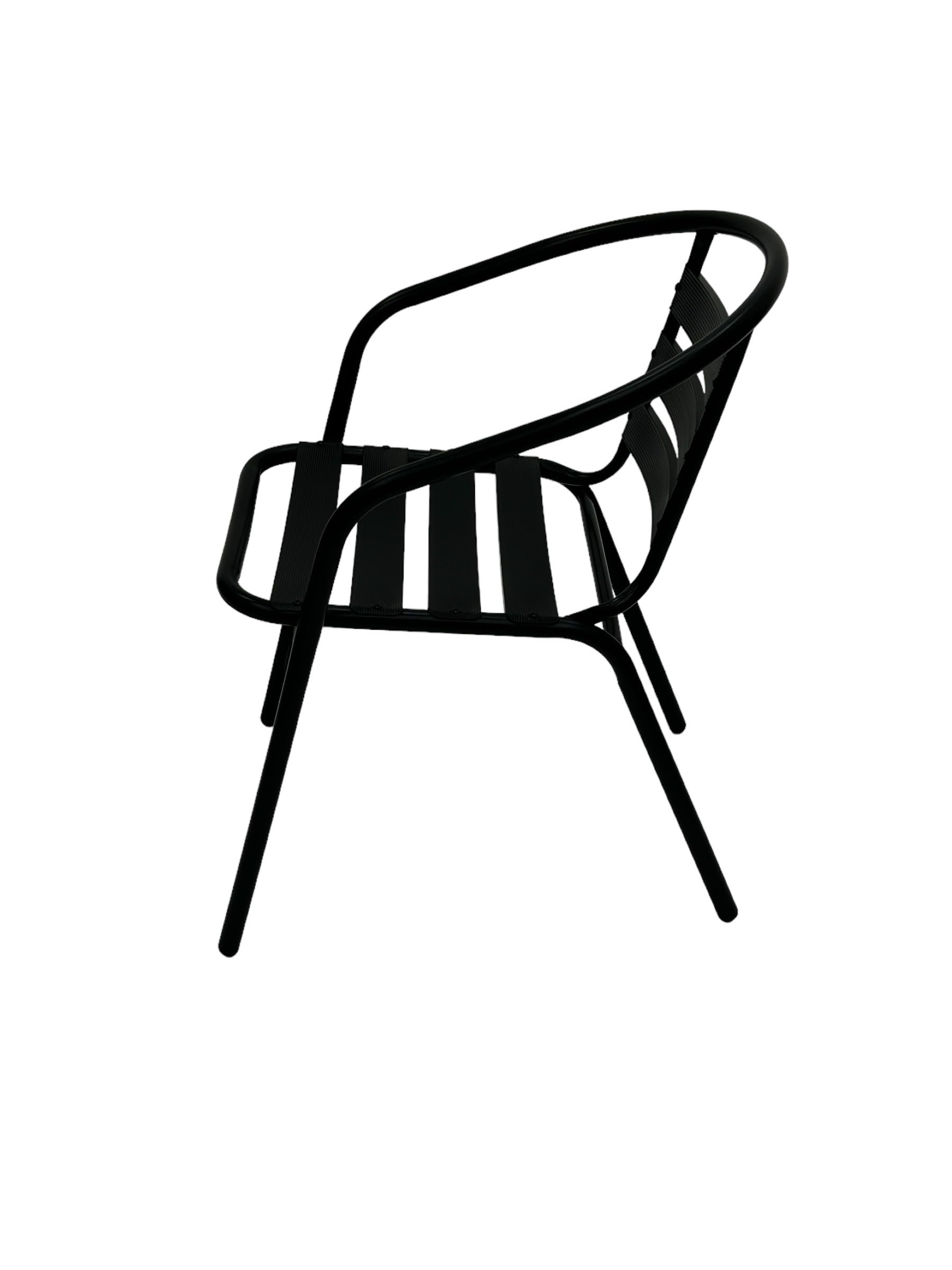 BE Furniture Black Metal Patio Chair, Black Steel Garden Chairs, Metal Garden Chair, Stacking Bistro Chairs