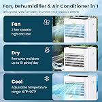 PETSITE 10000 BTU portatif Air Conditionneur, 3-in-1 Salle AC Unité avec télécommande, déshumidificateur, 24H Chronomètre, kit de fenêtre, personnel debout AC pour la maison, Appartement, Cool jusqu'à 350 Sq.Ft