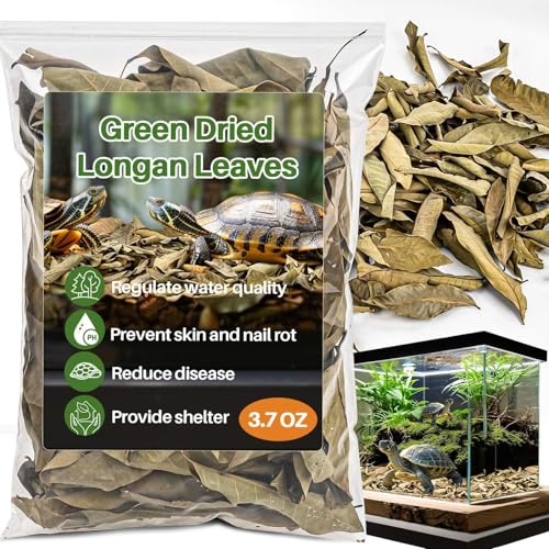 MAQIHAN 3.7 OZ Longan Leaf Litter for Aquarium - Turtle Litter Leaf Aquarium Botanicals Fish Tank Water Conditioner Terrarium Leaves for Reptiles Turtle Geckos Frogs Fish Shrimp