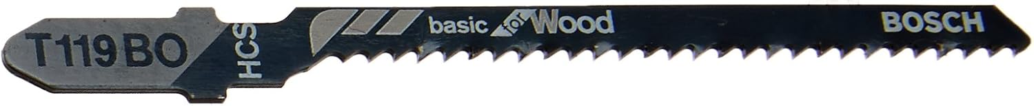 Bosch T119BO3 3-Piece 3-1/4 In. 12 TPI Basic Wood Cutting T-Shank Jig Saw Blades