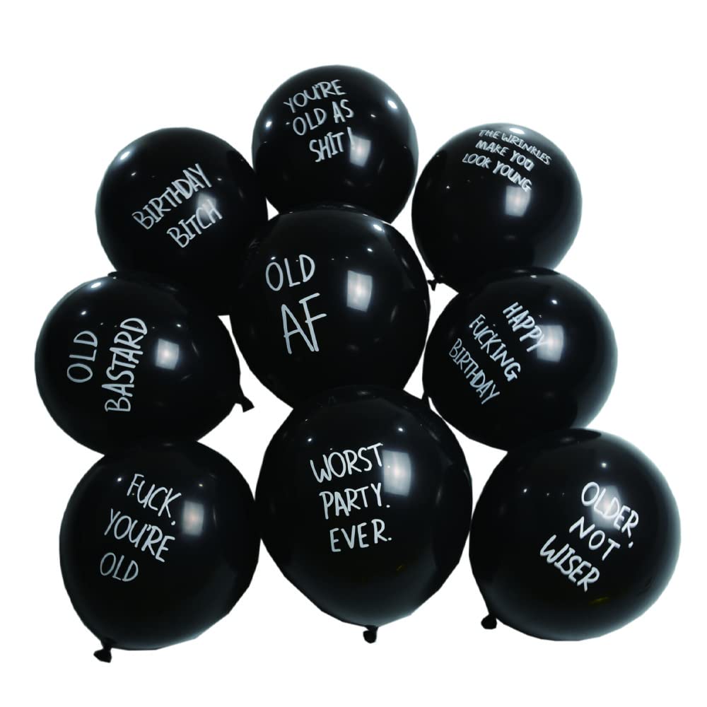 Funny Abusive Party Balloons | Pack of 12 with 9 Different Phrases Balloons for Him Guy Funny Birthday Party Decorations