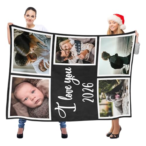 Image of inkArts Custom Blanket with Photo, Personalized Blanket, Customized Photo Blankets, Custom Picture Blankets, Personalized Photo Gifts for Women Men Mom Dad Baby Kid Family Pet